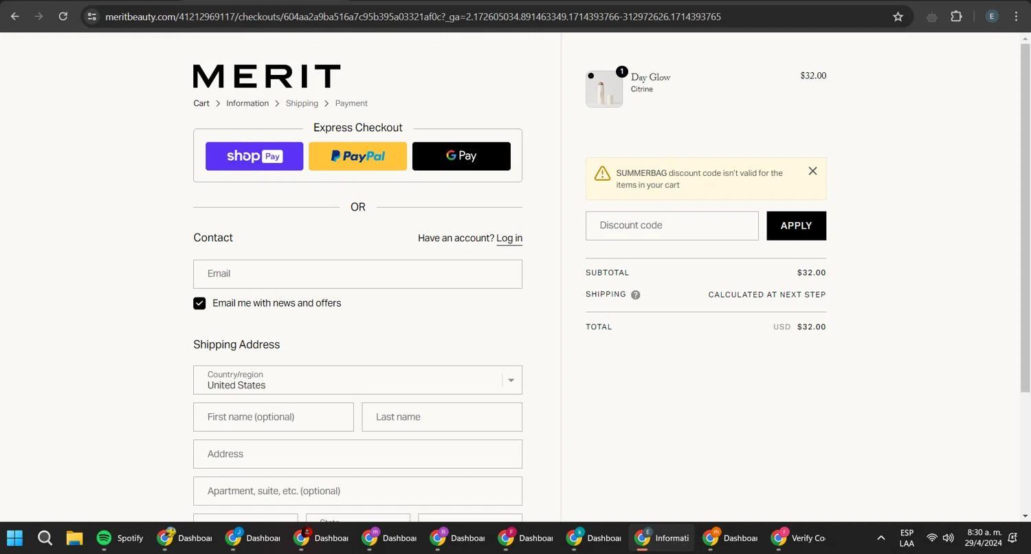 How to apply Merit Beauty coupon code